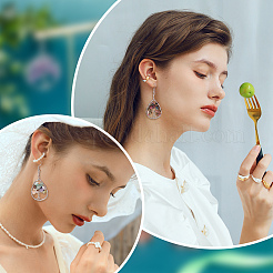 3 пара двухцветных сережек-капель с подвеской в виде дерева жизни&nbsp;EJEW-UN0001-98