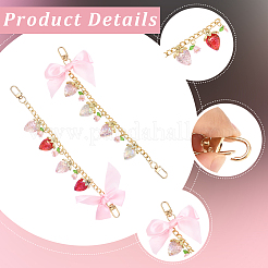 2 шт. 2-цветные алюминиевые цепи и акриловые звенья с бантом для сумки-клубники декоративные цепочки&nbsp;HJEW-SC0002-61