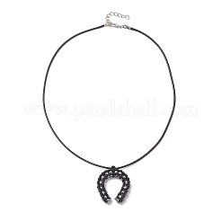 Ковбойские гальванизированные прозрачные стеклянные бусины с подвеской в виде подковы&nbsp;NJEW-MZ00139