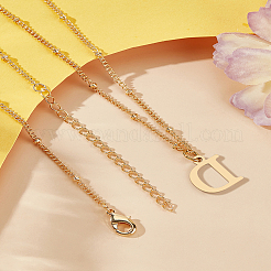 1 шт. латунная цепочка и ожерелье с подвеской в виде буквы из нержавеющей стали 304&nbsp;NJEW-LP0001-35D-G