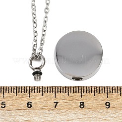 304 нержавеющая сталь плоская круглая подвеска урна для праха домашних животных ожерелья&nbsp;LS-NJEW-S455-01P