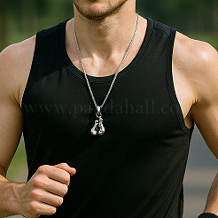 2 шт. 2 цвета из нержавеющей стали боксерская перчатка подвеска коробка цепочка ожерелье для мужчин&nbsp;NJEW-HY0001-09A