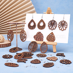 Набор для изготовления висячих сережек из орехового дерева своими руками с лазерной резкой&nbsp;DIY-TA0009-42