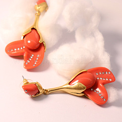 Серьги-гвоздики с цветком из латуни и смолы&nbsp;FS-WG7DC82-01