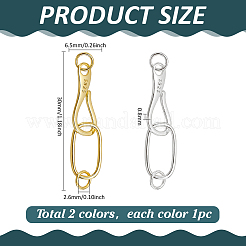 2 шт. 2 цвета s925 стерлингового серебра овальные застежки с крючками и S-образными крючками&nbsp;STER-PH0004-16