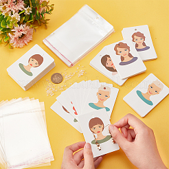 112 шт. прямоугольник с рисунком девушки из бумаги для демонстрации сережек&nbsp;DIY-PH0013-45