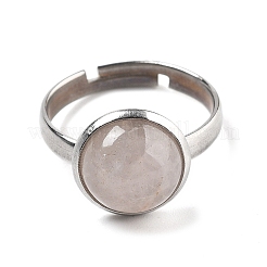 Полукруглые кольца из натурального розового кварца&nbsp;RJEW-M062-01P-39