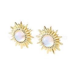 Серьги-гвоздики из прозрачного кубического циркония с микропаве из латуни.&nbsp;EJEW-K324-02G