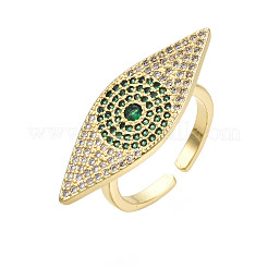 Открытое кольцо-манжета с кубическим цирконием и конским глазом&nbsp;RJEW-N037-014B