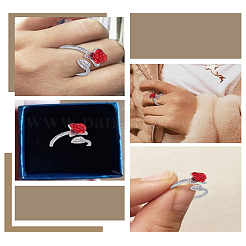 2 шт. латунное эмалированное кольцо с розой для женщин&nbsp;RJEW-LP0001-41