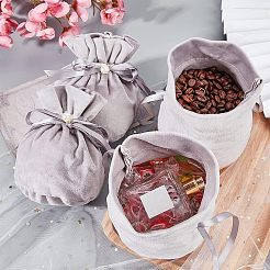 Бархатные сумки для бижутерии с кулиской и пластиковой имитацией жемчуга&nbsp;TP-NB0001-20D