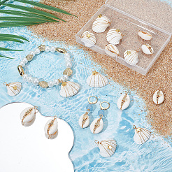 20 шт. 2 стиля подвески из натуральной ракушки каури/спиральной ракушки&nbsp;FIND-SC0014-25