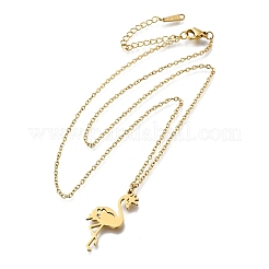304 нержавеющая сталь кулон в форме фламинго ожерелья с цепочкой для женщин и мужчин&nbsp;NJEW-Q032-02B-G