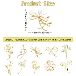 10 шт. 10 стиля броши из сплава со стразами для одежды рюкзака&nbsp;JEWB-CJ0001-90