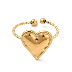 Ионное покрытие(ip) 304 нержавеющая сталь сердце открытое кольцо манжета для женщин RJEW-E066-04G
