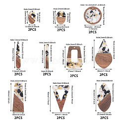 20шт 10 стиля подвески из непрозрачной смолы и орехового дерева&nbsp;RESI-TA0003-69