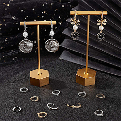 12 шт. 2-цветная латунная фурнитура для сережек-колец с микропаве из прозрачного кубического циркония&nbsp;ZIRC-BBC0003-47