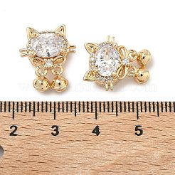 Латунные звенья в виде кошки с бантиком&nbsp;KK-A286-17G-01