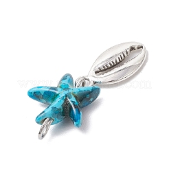 7 шт. 7 стиля синтетических окрашенных бирюзовых морских звезд и сплава морских животных&nbsp;PALLOY-JF03754-04