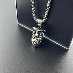 Винтажное панк-ожерелье с подвеской в виде совы из нержавеющей стали 304&nbsp;AR8144