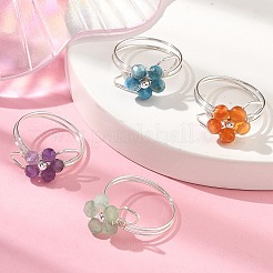 Кольца с натуральным зеленым авантюрином&nbsp;RJEW-TA00161-01