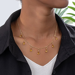 Подвеска-каплевидная цепочка из сплава с топазом и стразами&nbsp;FS-WG07C6E-01