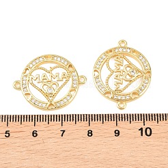 День матери латунные микро-паве прозрачные кубические цирконии слово мама соединительные подвески&nbsp;KK-F931-17B-G