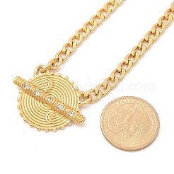 304 нержавеющая сталь кристалл горный хрусталь плоская круглая подвеска витая цепочка ожерелья для женщин&nbsp;STAS-Z117-11G