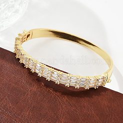 Женские браслеты на шарнирах из латуни с микропаве и прозрачным фианитом&nbsp;BJEW-K274-09G