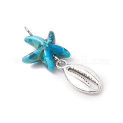 7 шт. 7 стиля синтетических окрашенных бирюзовых морских звезд и сплава морских животных&nbsp;PALLOY-JF03754-04