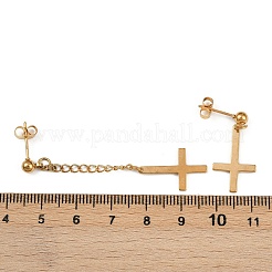 Христианские серьги-гвоздики с перевернутым крестом из нержавеющей стали 201&nbsp;EJEW-P314-01C-G