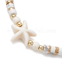 2 шт. эластичные браслеты из бусин натурального говлита и окрашенной синтетической бирюзы для женщин&nbsp;BJEW-JB13216