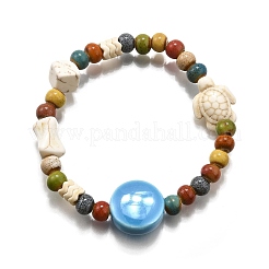 Браслеты из фарфоровых бусин ручной работы и синтетических бусин говлита для женщин&nbsp;LS-BJEW-D307-01E