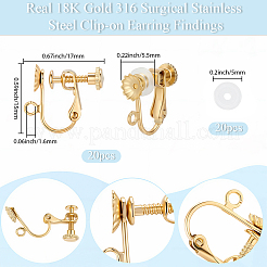 40 шт. фурнитура для сережек-клипс из хирургической нержавеющей стали 316&nbsp;STAS-BBC0008-58B