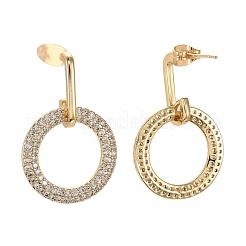 Серьги-гвоздики с цирконом из латуни&nbsp;EJEW-F256-05G