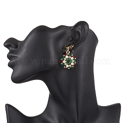 Рождественский венок стеклянные серьги-гвоздики&nbsp;EJEW-MZ00509