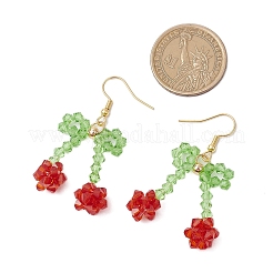 Вишневые стеклянные серьги-подвески&nbsp;EJEW-JE06424