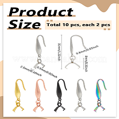 10 шт. 5-х цветные крючки для сережек из нержавеющей стали 316&nbsp;STAS-LP0004-01