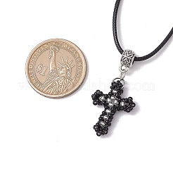 2 шт. 2-х цветные стеклянные бусины-крестики с подвесками на шею&nbsp;NJEW-MZ00093