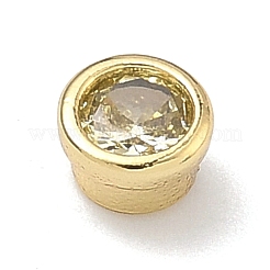 Плоские круглые латунные микропаве кабошоны из кубического циркония&nbsp;KK-P345-13G-A06