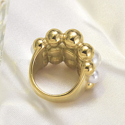 Кольца из хирургической нержавеющей стали 316L с круглыми бусинами из ракушечного жемчуга для женщин&nbsp;FS-WG2730F-01