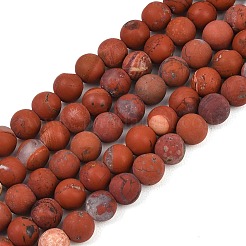 Нити бусин из натуральной матовой красной яшмы&nbsp;G-C270-M01-8mm