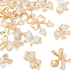 16 шт. 8 стиля латунные подвески с микропаве и кубическим цирконием&nbsp;KK-TA0002-49