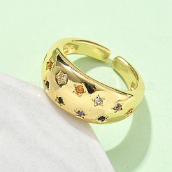 Регулируемые манжетные кольца с микропаве из кубического циркония из латуни&nbsp;RJEW-V009-08G