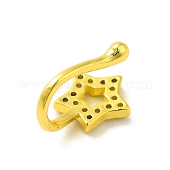 Прозрачная полая звезда из кубического циркония на кольце в носу&nbsp;AJEW-F059-17G