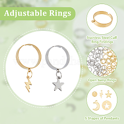 Набор для самостоятельного изготовления кольца-манжеты из нержавеющей стали в виде звезды и молнии&nbsp;DIY-FI0001-02