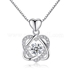 Двойное сердце 925 ожерелье из стерлингового серебра с микропаве из прозрачных кубических цирконий&nbsp;FS-WG0A98A-01