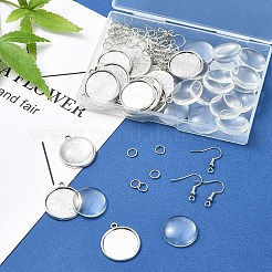 Наборы для изготовления подвесок из плоского круглого купола из сплава своими руками&nbsp;DIY-YW0010-12