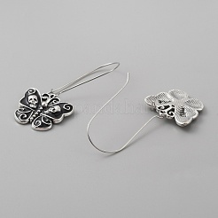 Серьги-кольца с эмалевой бабочкой и черепом&nbsp;EJEW-WH0017-43AS-A