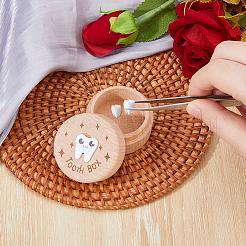 Круглые печатные деревянные футляры для хранения детских зубов с крышками&nbsp;CON-WH0099-75B